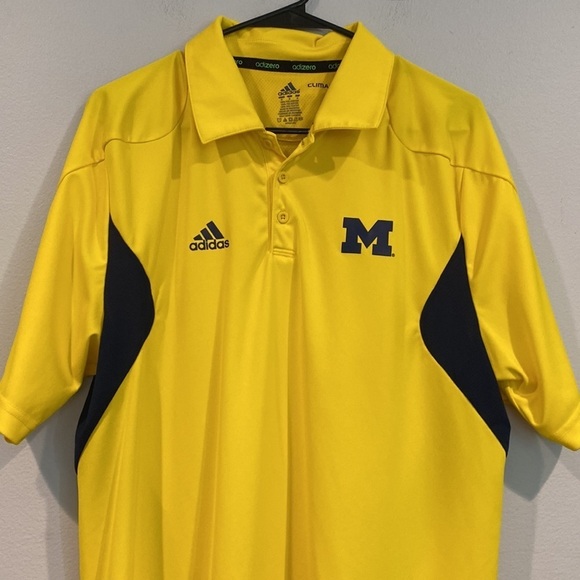 Adidas Yellow University of Michigan Short Sleeve Climalite Mesh Polo - Size M - Picture 2 of 7